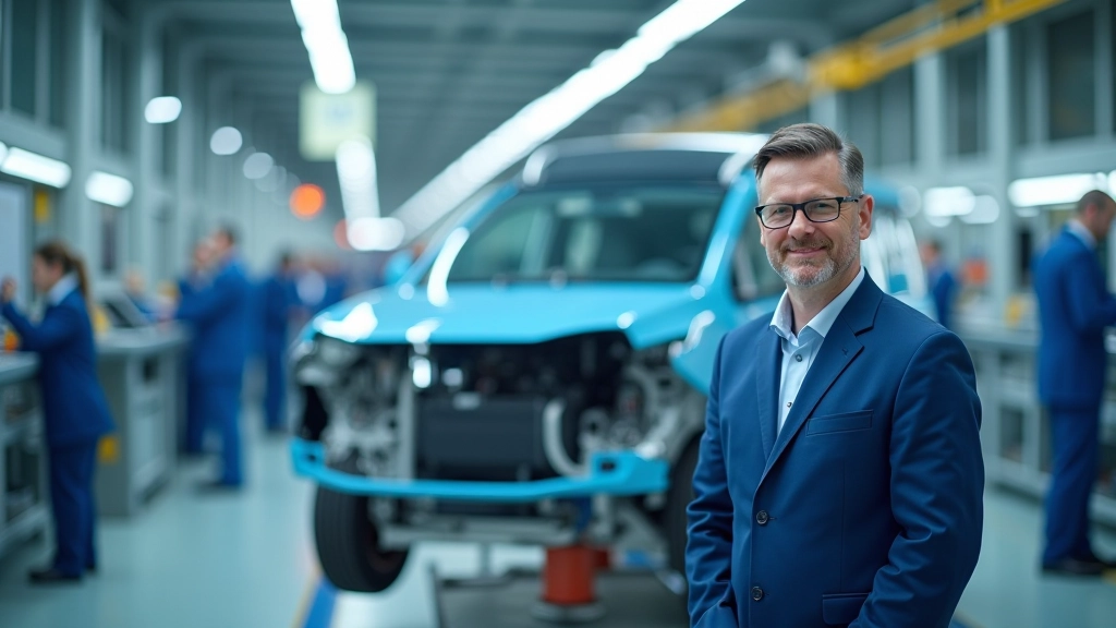 Moderne Fertigungsanlage mit Elektrofahrzeugmontage